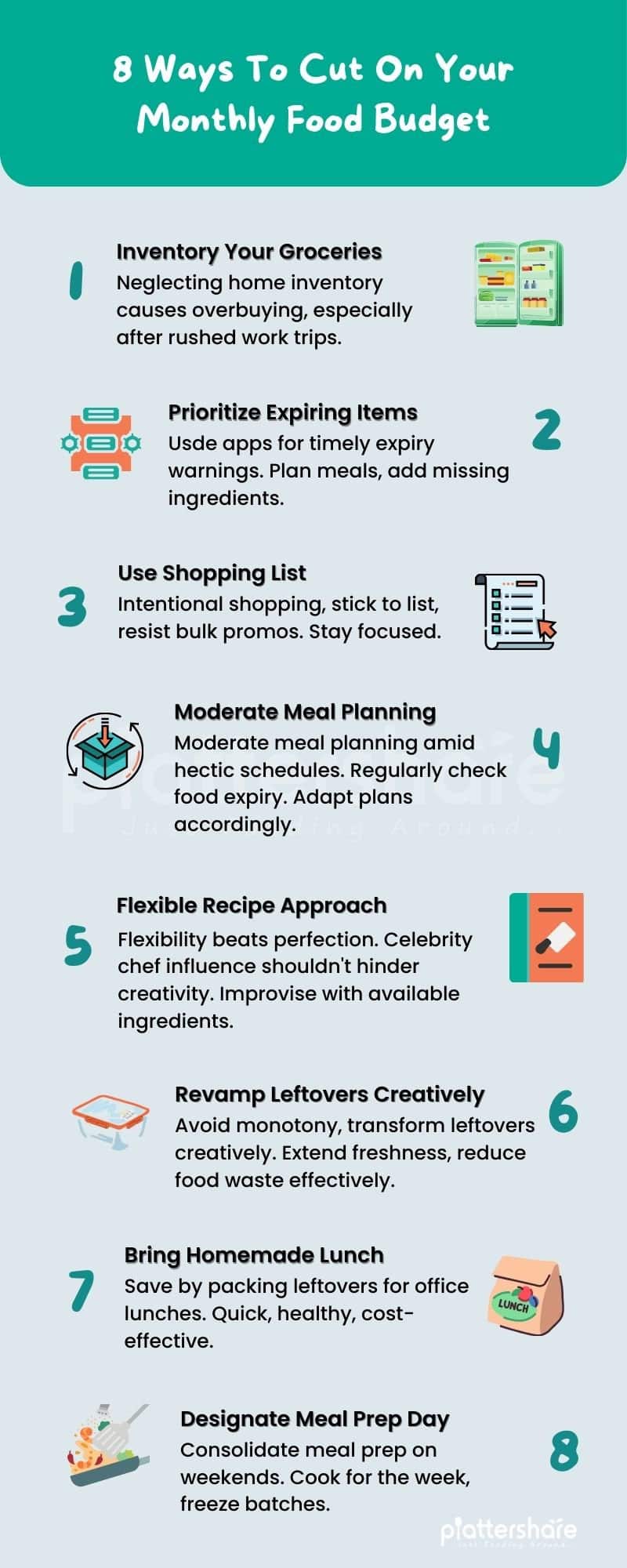 8 Ways To Cut On Your Monthly Food Budget - Infographic