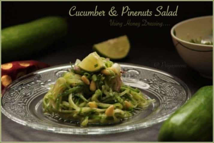 Cucumber & Pine Nuts Salad Using Goindiaorganic Buckwheat Honey - Plattershare - Recipes, food stories and food lovers