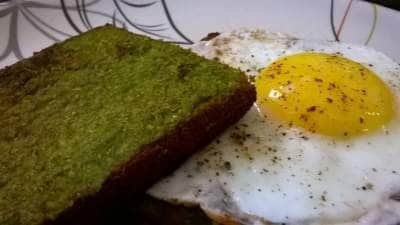 Green Chutney Toast Served With Poach Egg - Plattershare - Recipes, food stories and food lovers