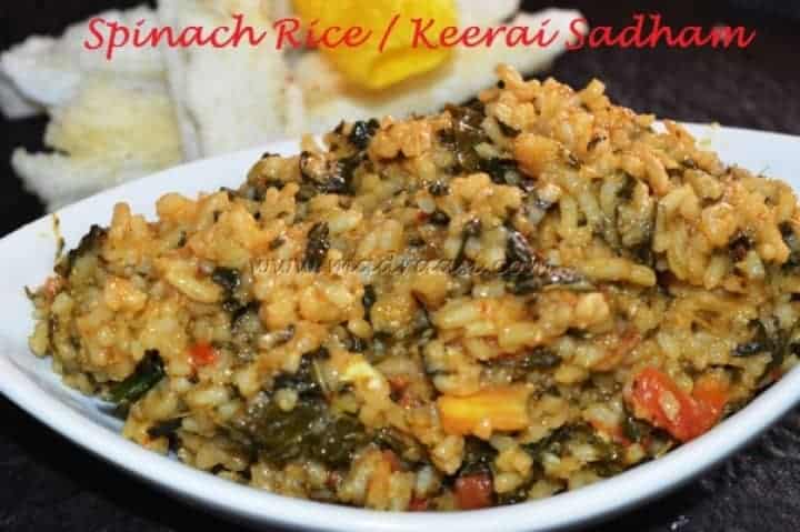 Keerai Sadham / Spinach Rice - Plattershare - Recipes, food stories and food lovers