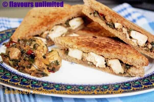Tofu Stir Fried With Basil And Chili - Stuffed To Make A Vegan Sandwich - Plattershare - Recipes, food stories and food lovers