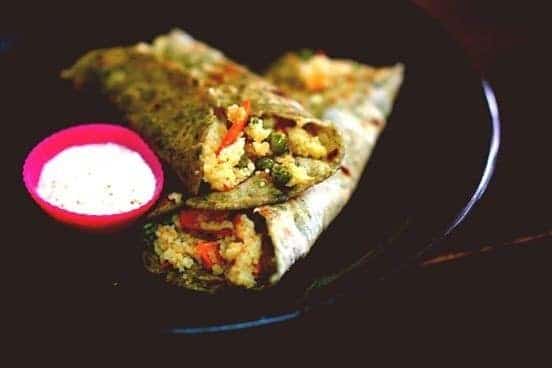 Cous Cous Spinach Wrap With Hung Curd Dip - Plattershare - Recipes, Food Stories And Food Enthusiasts