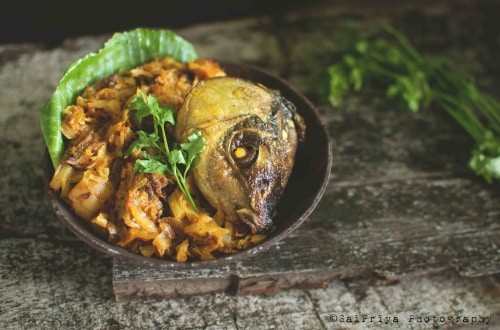 Cabbage With Fish Head, Oriya Style Dry Curry - Plattershare - Recipes, food stories and food lovers