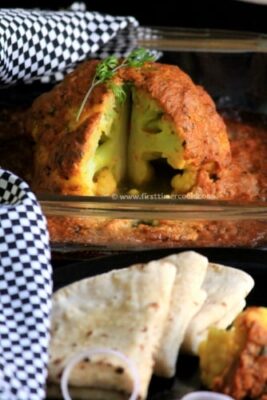 Whole Roasted Cauliflower with Creamy Cashew Sauce (Gobhi Musallam) - Plattershare - Recipes, food stories and food lovers Whole Roasted Cauliflower with Creamy Cashew Sauce (Gobhi Musallam) - Plattershare - Recipes, food stories and food lovers
