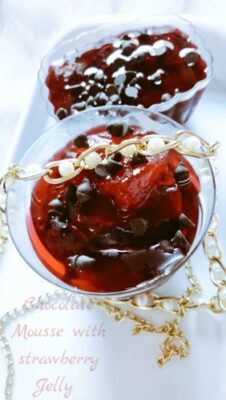 Eggless Chocolate Mousse With Strawberry Jelly Valentines Day - Plattershare - Recipes, food stories and food lovers