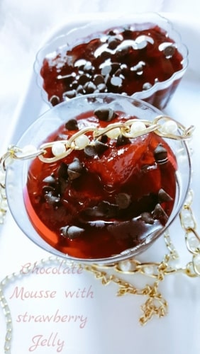 Eggless Chocolate Mousse With Strawberry Jelly Valentines Day - Plattershare - Recipes, Food Stories And Food Enthusiasts