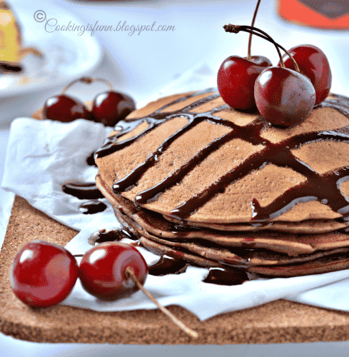 Chocolate Wheat Flour Pancakes - Plattershare - Recipes, Food Stories And Food Enthusiasts