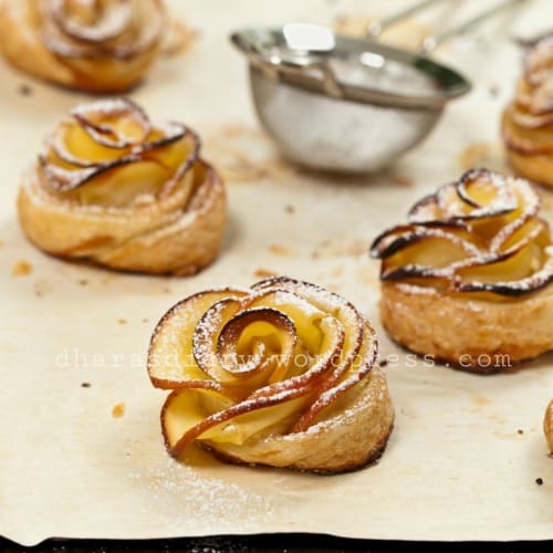 Apple Roses With Homemade Puff Pastry Sheets (Eggless) - Plattershare - Recipes, food stories and food lovers