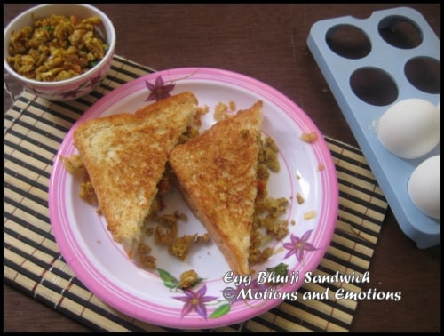 Egg Bhurji Sandwich / Scrambled Egg Stuffed Sandwich - Plattershare - Recipes, food stories and food enthusiasts