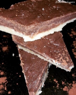 Double-Layered Chocolate Khoya Burfi for Holi - Plattershare - Recipes, food stories and food lovers Double-Layered Chocolate Khoya Burfi for Holi - Plattershare - Recipes, food stories and food lovers