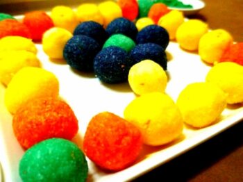 Colorful Holi Special Coconut Ladoo - Plattershare - Recipes, food stories and food lovers