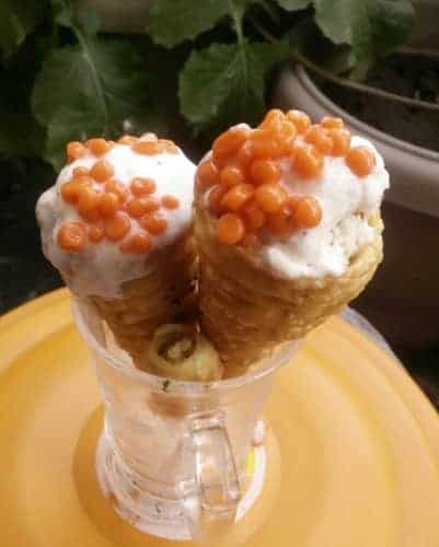 Cone Paapdi Chaat With Kala Khatta Pearls - Plattershare - Recipes, food stories and food lovers