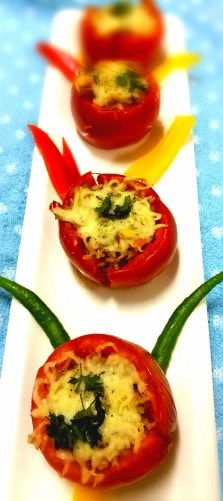 Cheese Chawal Bhare Tamatar - Plattershare - Recipes, food stories and food lovers
