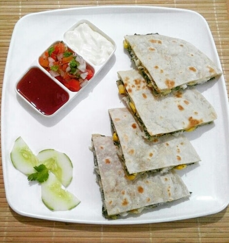 Spinach Corn Quesadilla Kids - Plattershare - Recipes, food stories and food lovers