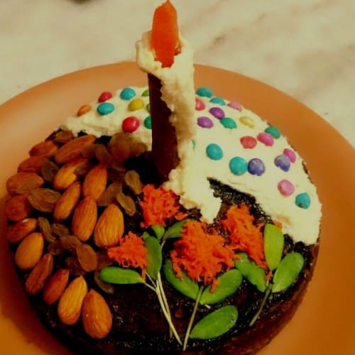 Eggless Gajar-Methi-Badam Chocolate Cake ( Carrot - Fenugreek - Almond Chocolate Cake ) - Plattershare - Recipes, Food Stories And Food Enthusiasts