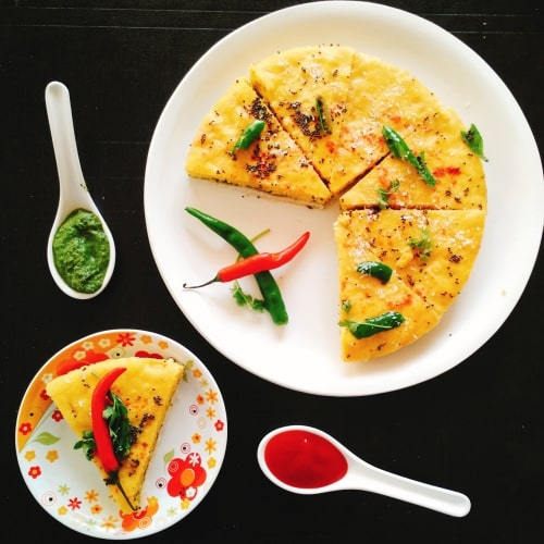 Healthy Snacks : Three Layers Dhokla - Plattershare - Recipes, food stories and food lovers