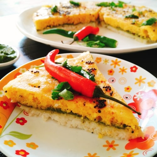Healthy Snacks : Three Layers?????? Dhokla - Plattershare - Recipes, food stories and food enthusiasts