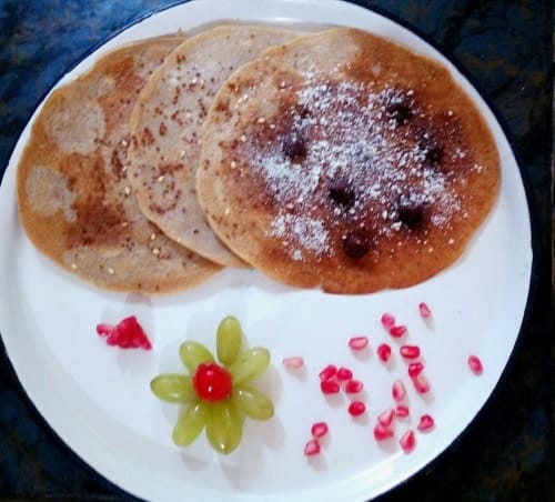 Whole Wheat Pancake With Mixed Fruits - Plattershare - Recipes, food stories and food enthusiasts
