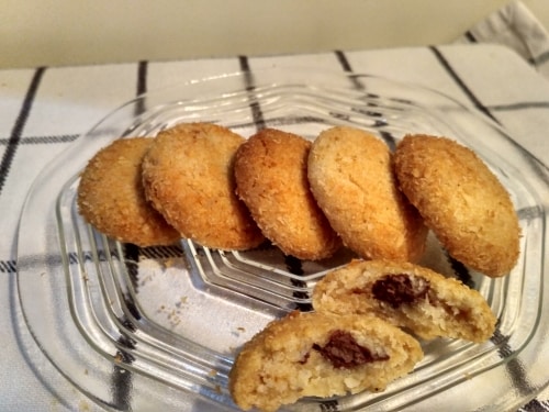 Honey Coconut Cookies With Chocolate Inside It. - Plattershare - Recipes, Food Stories And Food Enthusiasts