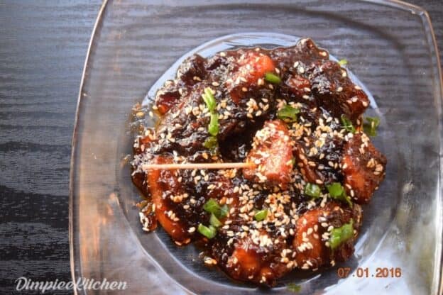 Sticky Sweet And Spicy Honey Garlic Chicken Starters - Plattershare - Recipes, Food Stories And Food Enthusiasts