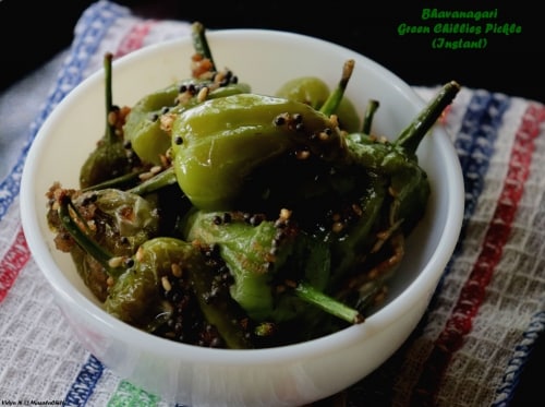 Bhavanagari Green Chilies Pickle (Instant) - Plattershare - Recipes, food stories and food enthusiasts