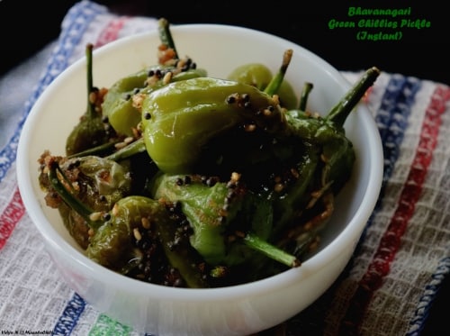 Bhavanagari Green Chilies Pickle (Instant) - Plattershare - Recipes, food stories and food lovers