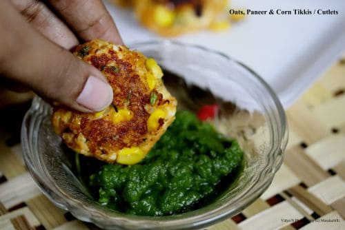 Oats, Paneer And Corn Tikkis Or Cutlets - Plattershare - Recipes, Food Stories And Food Enthusiasts