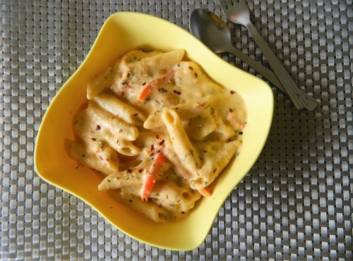 Penne Pasta In Roasted Pumpkin And Red Bell Pepper Sauce - Plattershare - Recipes, food stories and food lovers