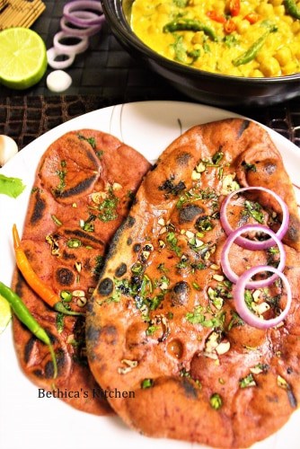 Whole Wheat Beetroot Garlic Naan - Plattershare - Recipes, food stories and food lovers