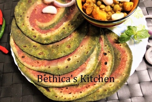 Spinach &Amp; Beetroot Pin Wheel Parathas - Plattershare - Recipes, Food Stories And Food Enthusiasts