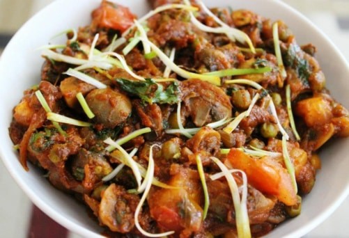 Restaurant Style Dry Mushroom Matar - Plattershare - Recipes, Food Stories And Food Enthusiasts