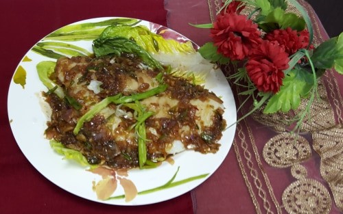 Restaurant Style Steamed Dori Fish With Jaggery And Red Chilli Sauce - Plattershare - Recipes, Food Stories And Food Enthusiasts