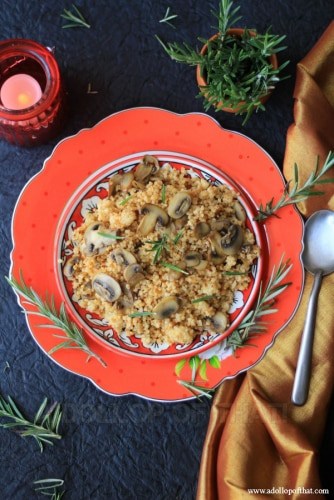 Bulgur Aglio E Olio With Mushrooms - Plattershare - Recipes, food stories and food lovers