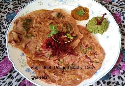 Healthy Diet Ragi Beet Dosa - Plattershare - Recipes, food stories and food lovers