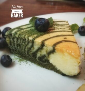 Gluten Free , Zebra Striped Japanese Cotton Cheesecake Infused With Spirulina - Plattershare - Recipes, food stories and food lovers