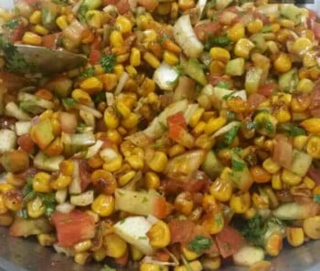 Corn Chaat In Orange Bowls - Plattershare - Recipes, food stories and food lovers