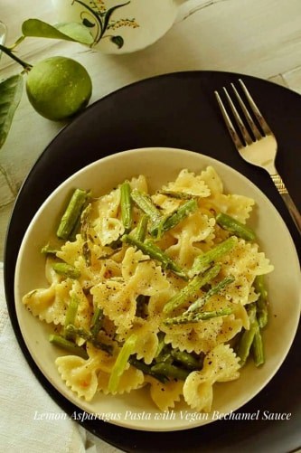 Lemon Asparagus Pasta With Vegan Bechamel Sauce - Plattershare - Recipes, food stories and food lovers