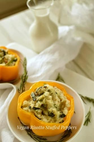 Vegan Risotto Stuffed Peppers (With Peanut Milk) - Plattershare - Recipes, Food Stories And Food Enthusiasts