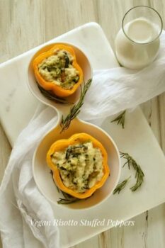 Vegan Risotto Stuffed Peppers (With Peanut Milk) - Plattershare - Recipes, food stories and food lovers