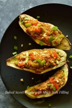 Baked Sweet Potatoes With Spicy Tofu Filling - Plattershare - Recipes, food stories and food lovers