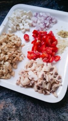 Vegetable Cheese Topped Mushroom Tofu Baked Aubergine - Plattershare - Recipes, food stories and food lovers Vegetable Cheese Topped Mushroom Tofu Baked Aubergine - Plattershare - Recipes, food stories and food lovers