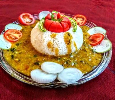 Yellow Moong Dal Tadka With Boiled Rice - Plattershare - Recipes, food stories and food lovers