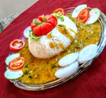 Yellow Moong Dal Tadka With Boiled Rice - Plattershare - Recipes, food stories and food lovers
