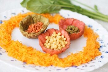Carrot Boondi Raita In Edible Bowls - Plattershare - Recipes, Food Stories And Food Enthusiasts