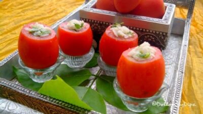 Poha Stuffed Tomatoes - Plattershare - Recipes, food stories and food lovers Poha Stuffed Tomatoes - Plattershare - Recipes, food stories and food lovers