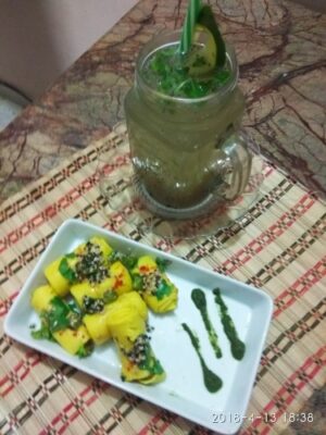 Khandvi And Aam Panna With Chia Seeds And Mint. - Plattershare - Recipes, food stories and food enthusiasts
