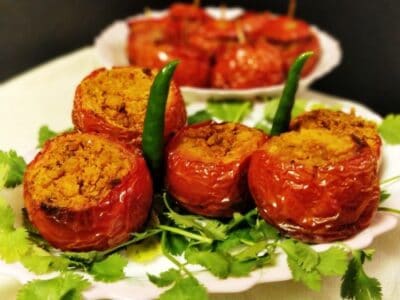 Vegan Stuffed Tomatoes With Lentils - Plattershare - Recipes, food stories and food lovers