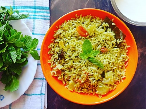 Pudina Rice (Mint Rice) Recipe - Plattershare - Recipes, Food Stories And Food Enthusiasts