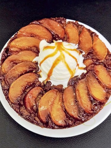 Peach Upside Down Cake... Eggless & Wheat Flour - Plattershare - Recipes, food stories and food lovers