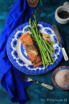 Pan Seared Salmon With Asparagus (Pan Grilled Salmon) - Plattershare - Recipes, food stories and food lovers
